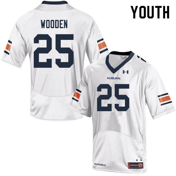 Auburn Tigers Youth Colby Wooden #25 White Under Armour Stitched College 2019 NCAA Authentic Football Jersey KJT4474SV